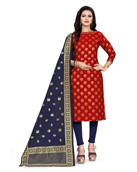 Indian Unstitched Dress Material with Zari Accent Price in India
