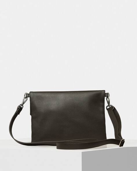 TIGER MARRON Leather Sling Bag with Detachable Strap