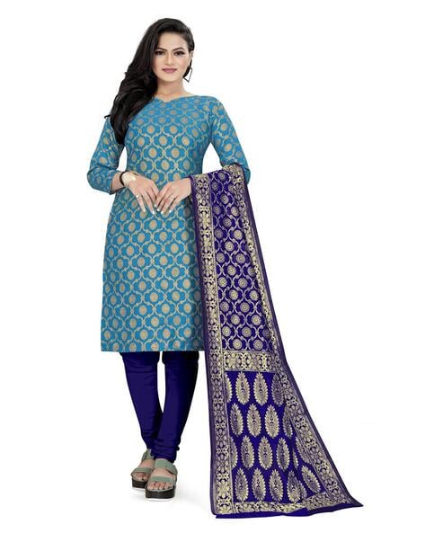 Buy Blue & Navy Blue Dress Material for Women by Indie Picks Online | Ajio .com