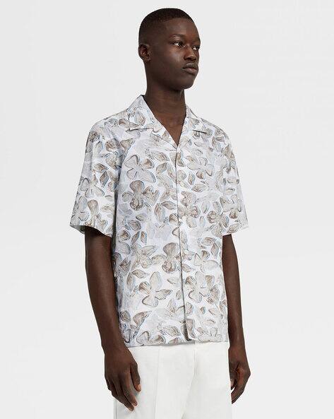 Buy Zegna Floral Print Shirt with Cuban 