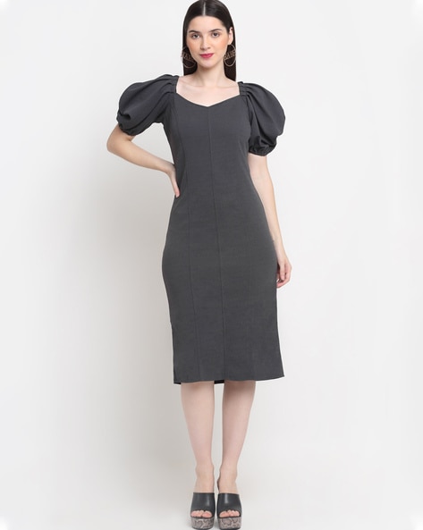 Dark grey best sale sheath dress