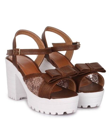 Platform sandals - Brown/Snakeskin-patterned - Ladies | H&M IN