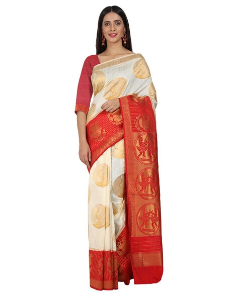 Paithani Pure Silk Saree in Cream : SMEY278