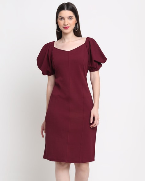 maroon dress midi