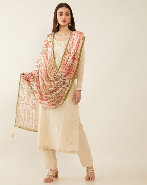 3-piece Embroidered Unstitched Dress Material Price in India