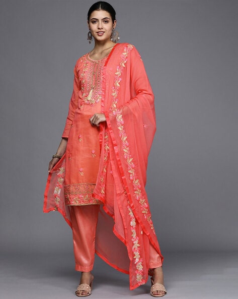 Embellished Unstitched Dress Material Price in India