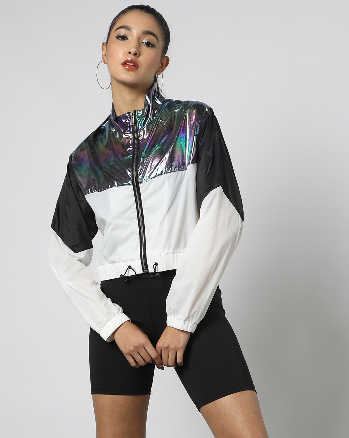 Buy Reflective Windbreaker Fall Winter Jacket Holographic Online in India 