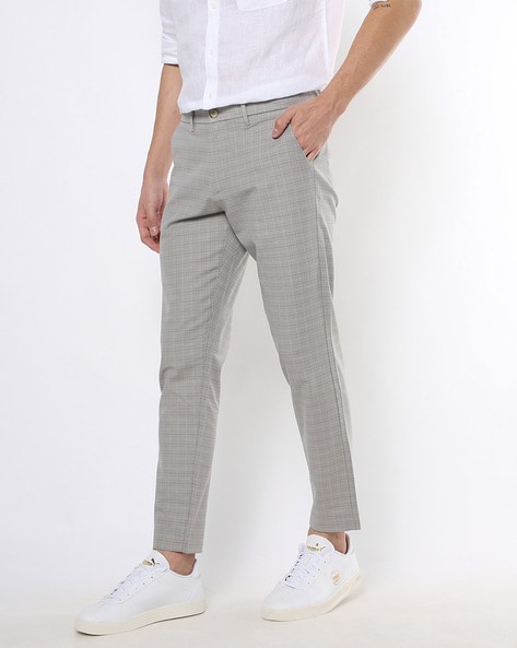 Buy WES Formals by Westside Black Checkered Carrot Fit Trousers for Men  Online  Tata CLiQ