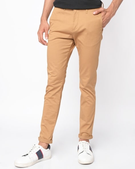 Buy CELIO JEANS Solid Polyester Cotton Slim Fit Men's Casual Trousers |  Shoppers Stop