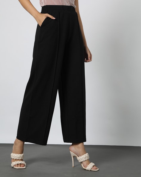 Black wide-leg pants women's high waist drape casual pants