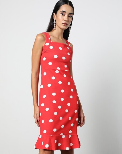 Buy online Red Polka Doted Fit & Flare Dress from western wear for Women by  Jeff Cooper for ₹1199 at 52% off | 2024 Limeroad.com