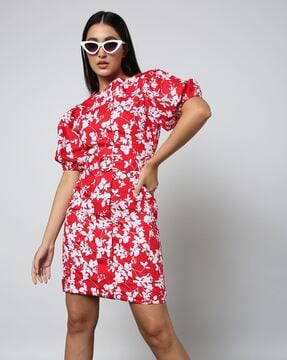 zara floral dress red