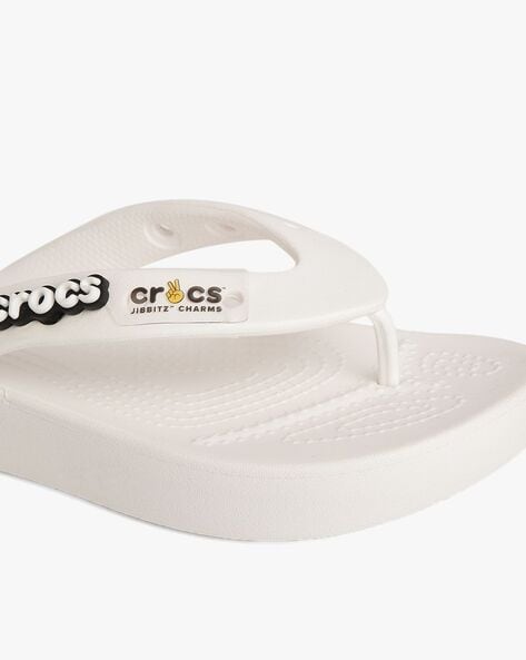 Womens White Crocs Classic Platform Flip Sandals