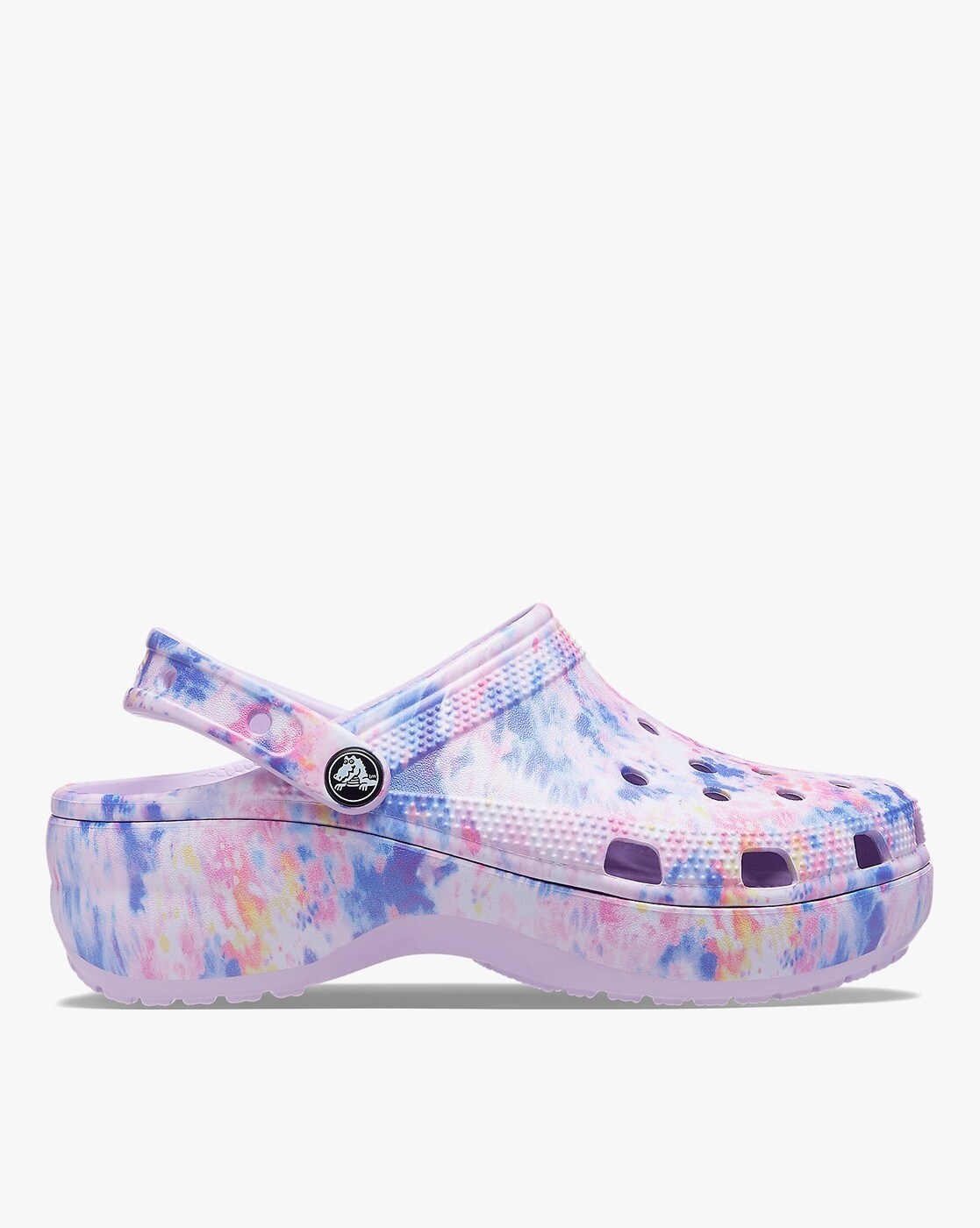 Pink and blue sale tie dye crocs