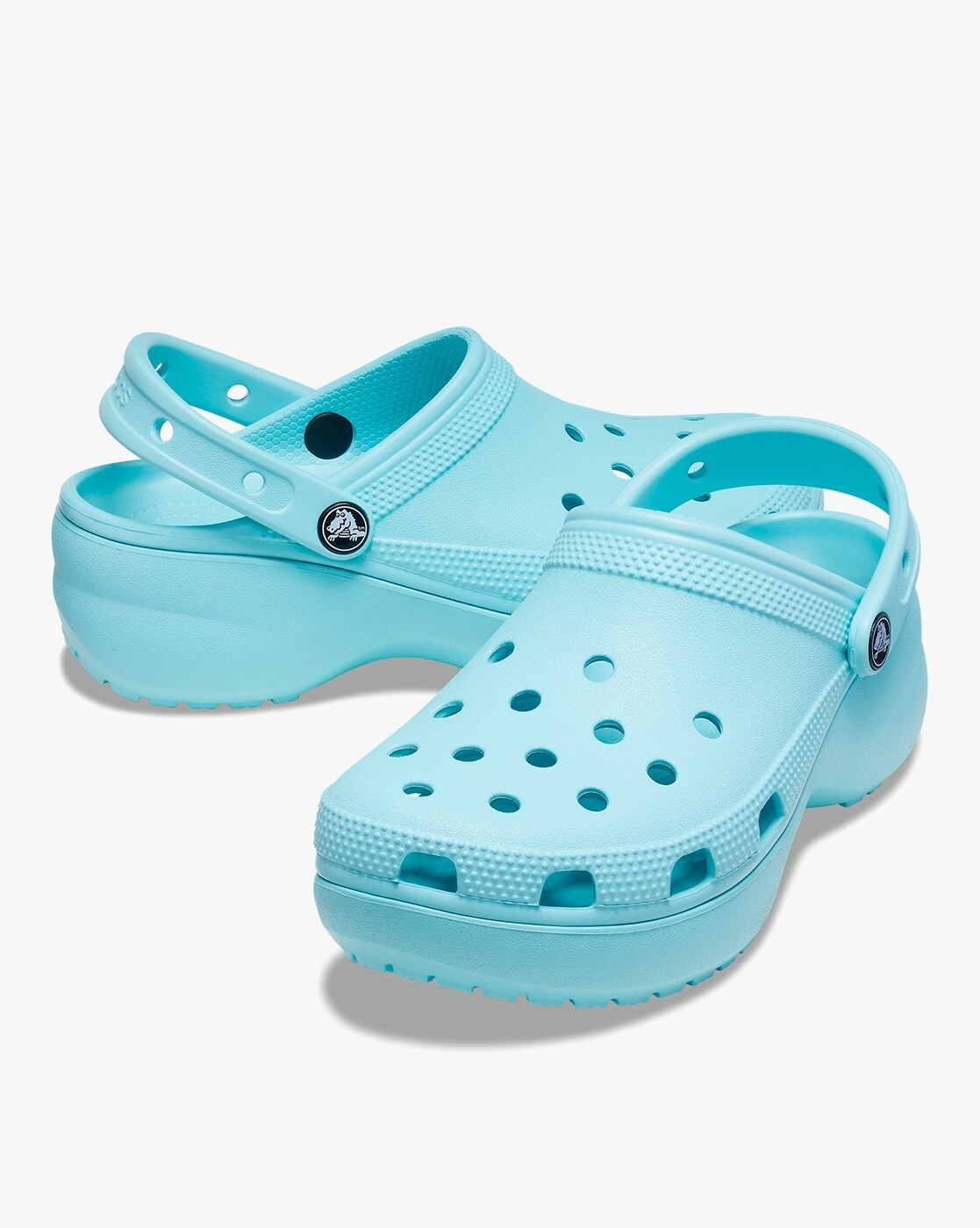 ice blue lined crocs