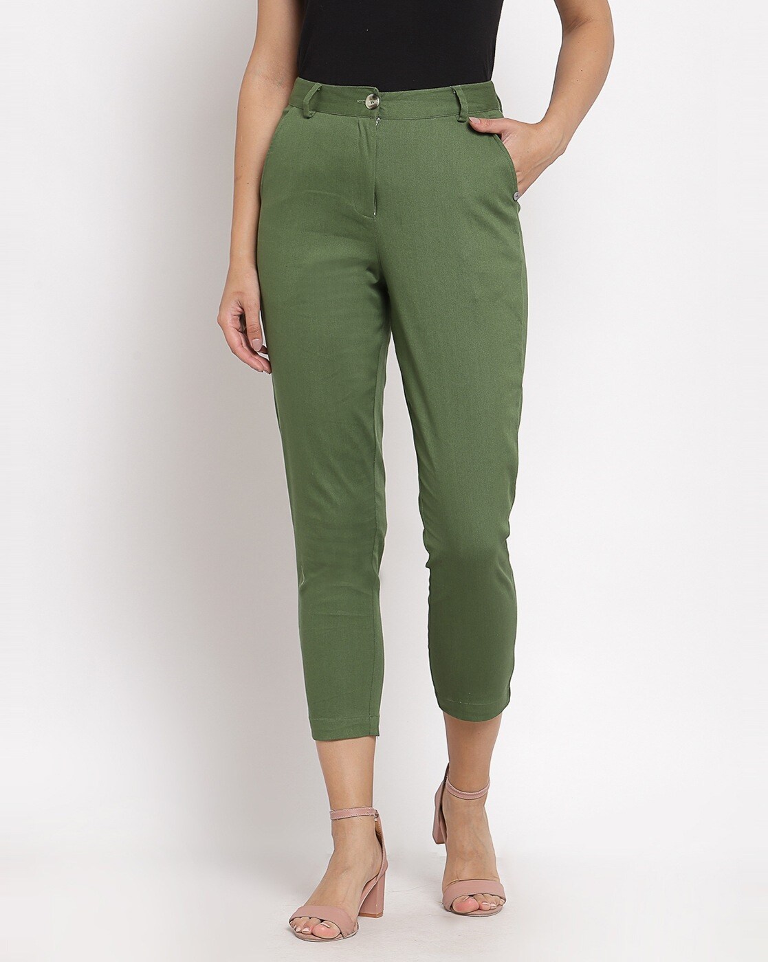 Buy Fame Forever by Lifestyle Green Mid Rise Pants for Women Online  Tata  CLiQ