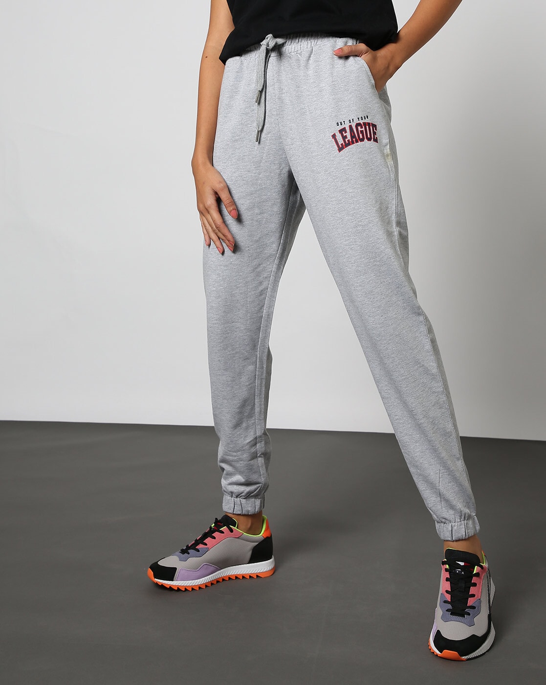 Buy PLEATED LARGE POCKET GREY JOGGER for Women Online in India