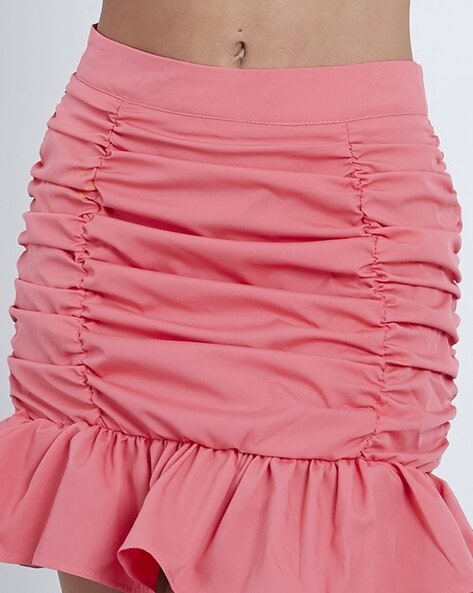 Pink ruffle 2024 hem pencil skirt