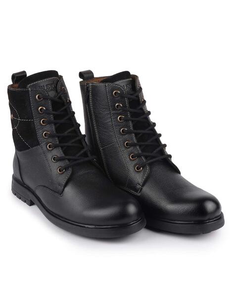 plain black lace up boots