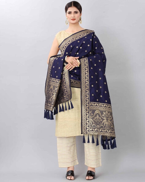 Floral Pattern Dupatta with Tassels Price in India