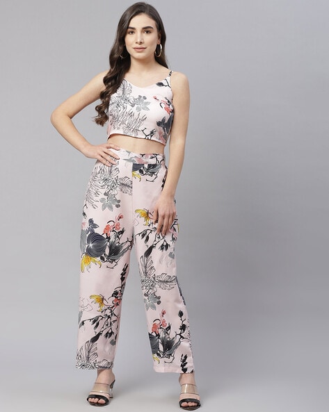 Buy online Black Solid Crop Top With Trouser Set from western wear for  Women by Prizo for 3599 at 60 off  2023 Limeroadcom