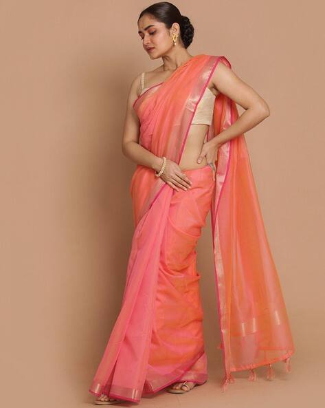 Banarasi Traditional Saree with Tassels view 2