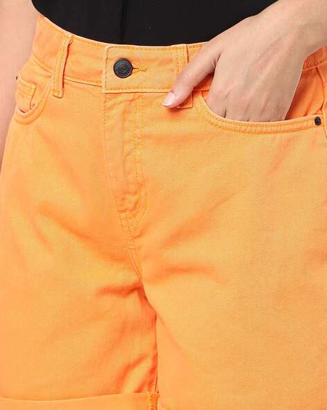 South Pole Womens Shorts Size 1 Orange Denim Stretch Low Rise Cuffed Hot  Pants | eBay