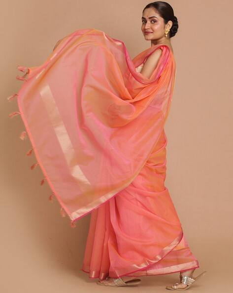 Banarasi Traditional Saree with Tassels view 3
