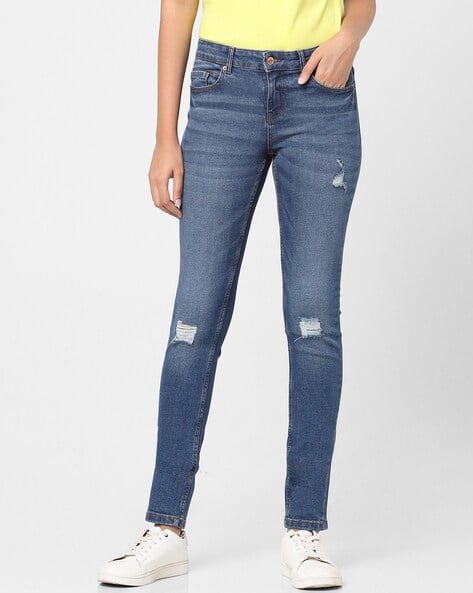 ISCENERY BY VERO MODA Lightly Washed & Distressed Skinny Fit Jeans