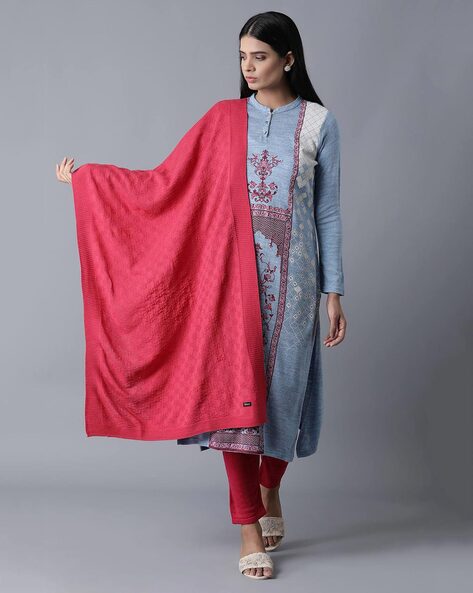 Woven Stole with Ribbed Hem Price in India