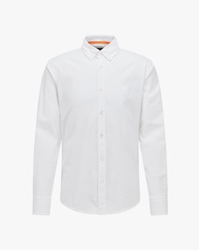 BOSS by HUGO BOSS Slim-fit Shirt In Oxford Cotton With Stand Collar in White for Men Mens Clothing Shirts Formal shirts 