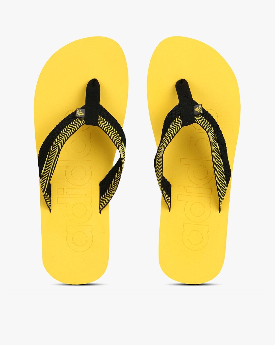 adidas yellow flip flops