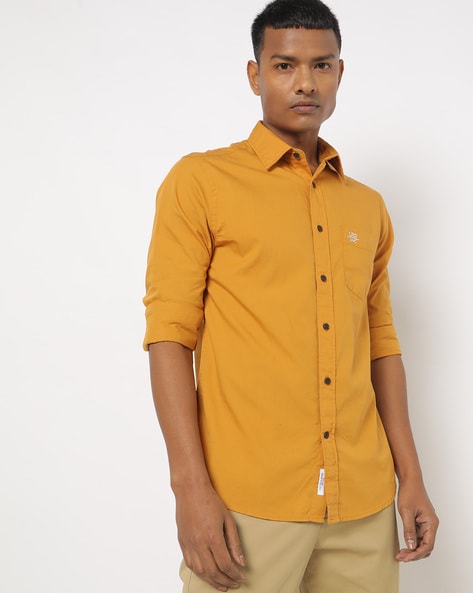 Mustard yellow colour outlet shirt