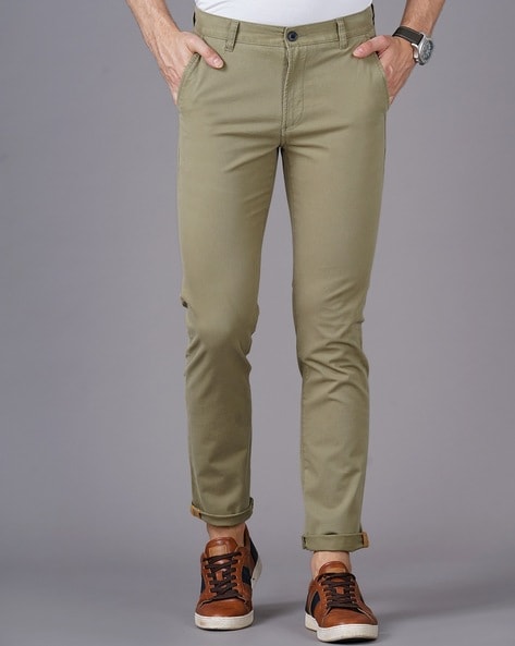 Mens Cotton Blend Pista Green Solid Formal Trousers  Sojanya  Trendia