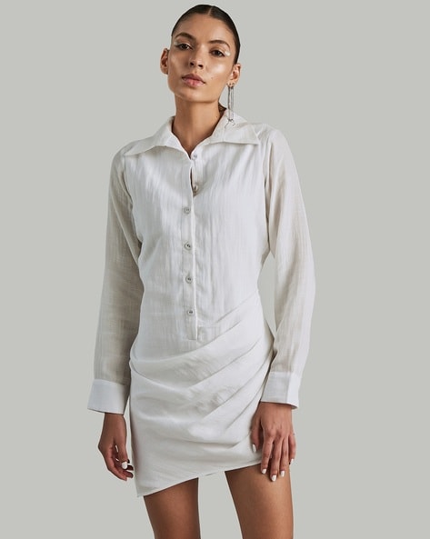 Buy Fablestreet White Regular Fit Shirt Dress for Women Online @ Tata CLiQ