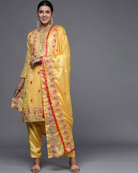 Embellished Unstitched Dress Material Price in India