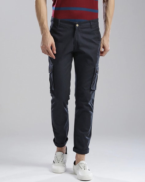 Premium Photo  Model wearing blue color cargo pants or cargo trousers