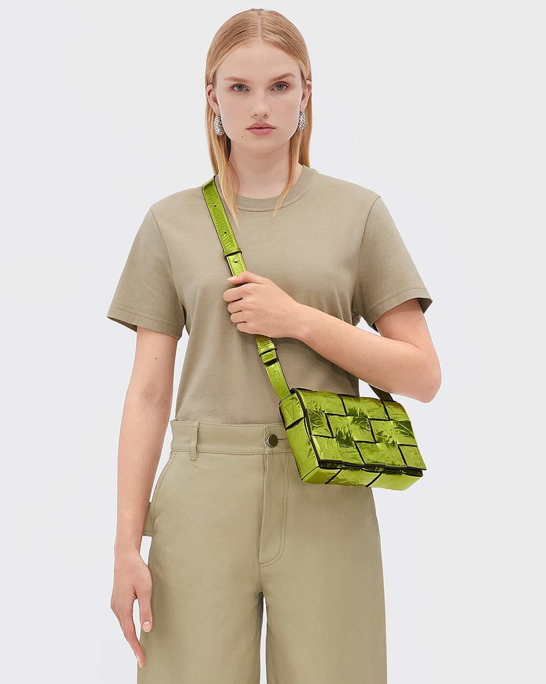 Bottega Veneta Mini Pouch Clutch in Chlorophyll & Silver