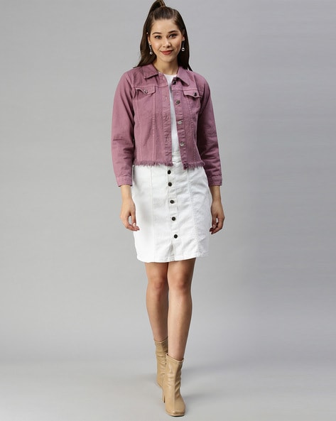 Buy Purple Denim Jacket Online In India -  India