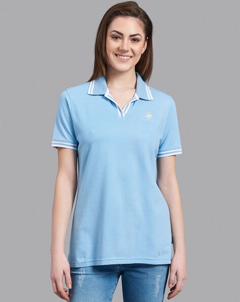 Pale blue sales polo shirt womens