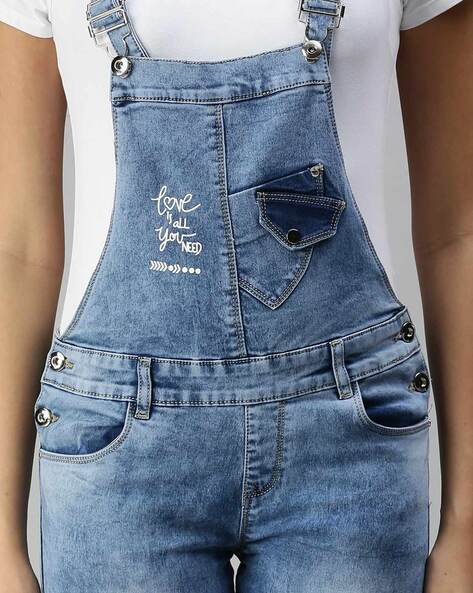 Buy Juniors High Neck T-shirt and Denim Dungarees Online for Girls |  Centrepoint Oman