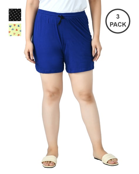  Feelblue Multicolor Cotton Hot Pant Shorts For Women Pack Of 3  Navy