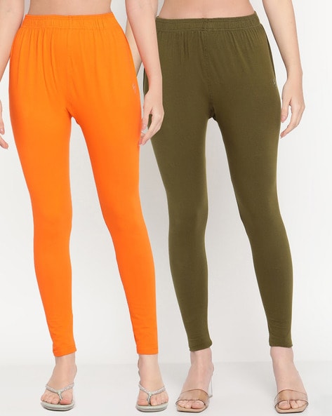 Buy Olive & Orange Leggings for Women by Tag 7 Plus Online