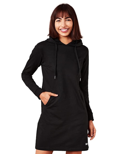 Fabletics Women's Yukon Hooded Sweatshirt Dress Black Size Small