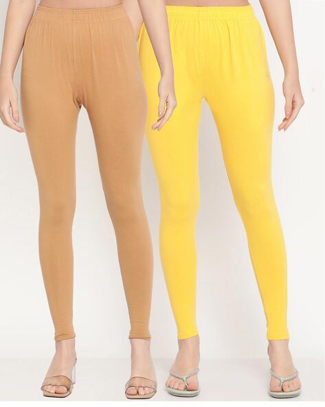 Buy Yellow & Beige Leggings for Women by Tag 7 Plus Online