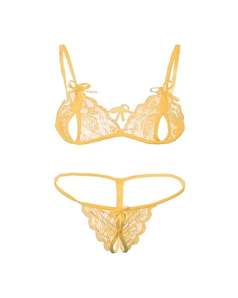 Buy BELLEVINO Women Lace Yellow Lingerie Set Free Size Online at Best  Prices in India - JioMart.