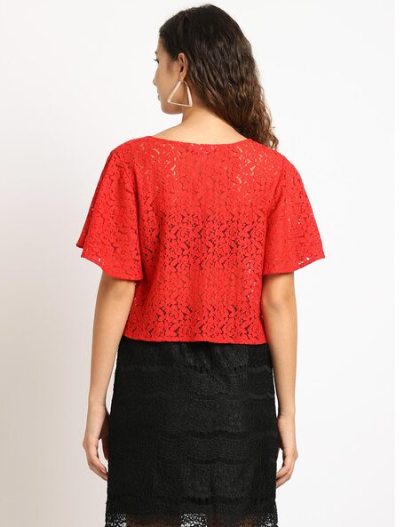 Red short sale sleeve shrug