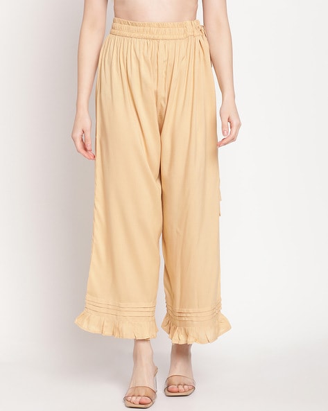 Ruffled Palazzos with Elasticated Waist Price in India