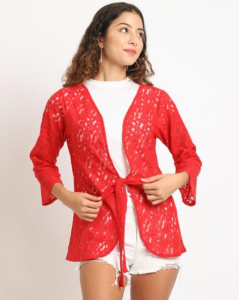 Red on sale lace shrug