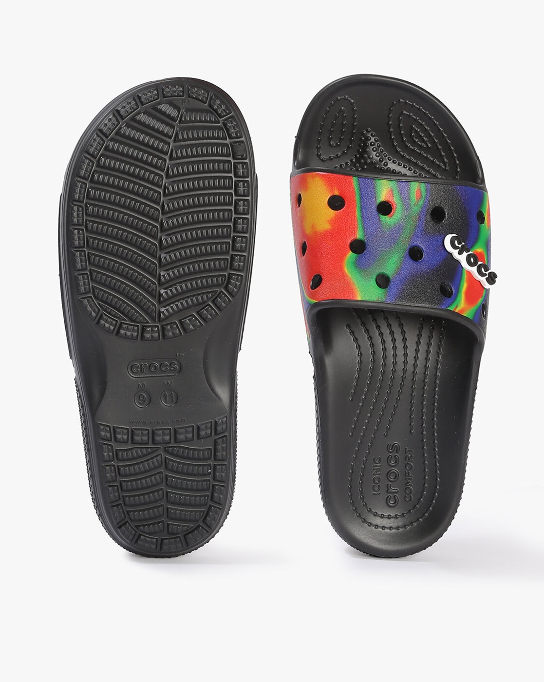 black colorful crocs